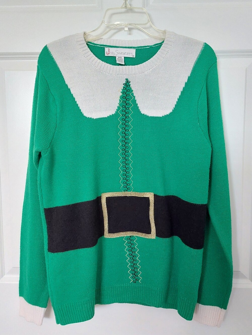 Jolly Sweaters Green Elf Christmas Ugly Sweater Pullover Santa Little Helper